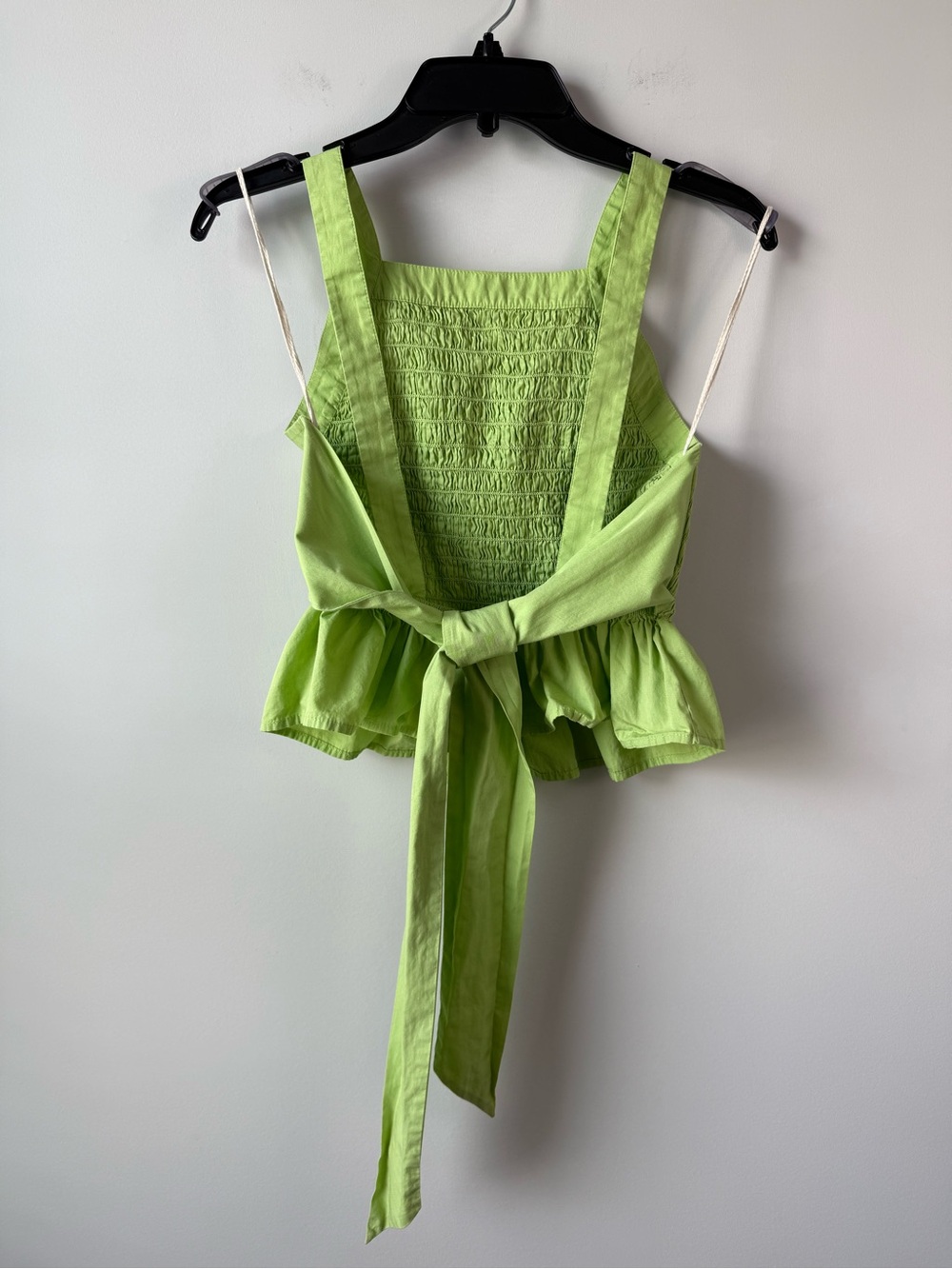 Free People Tie Back Smocked Tank Top Green XS - Picture 2 of 6